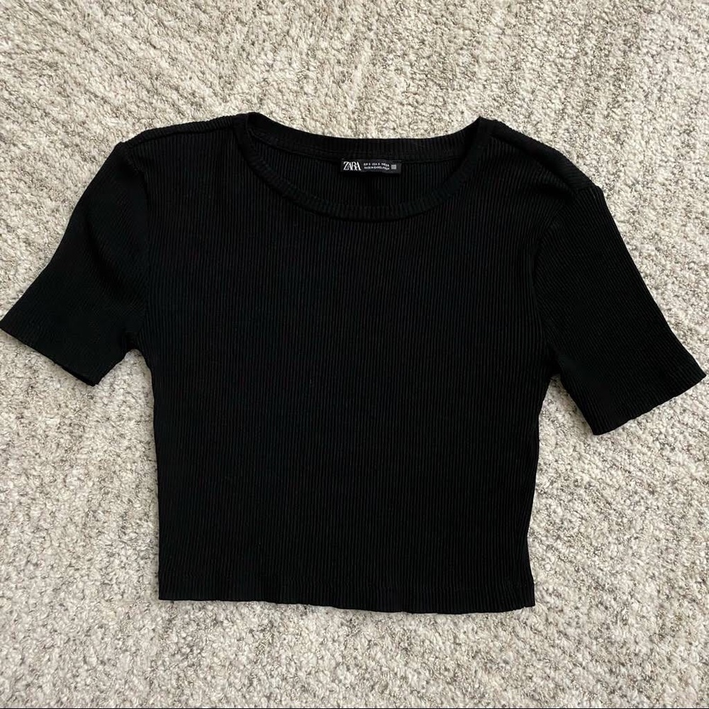 Zara ribbed black crop top